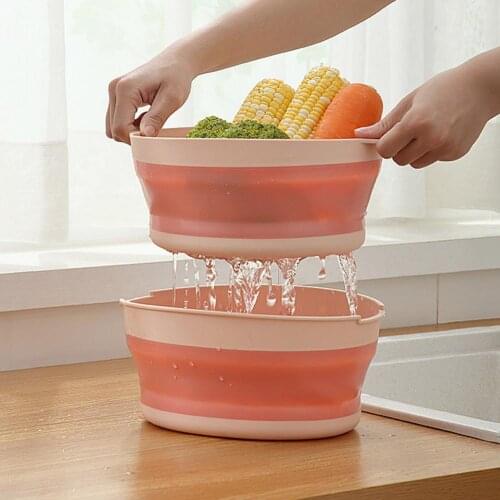 Portable Double-Layer Foldable Hollow Drain Vegetable Storage Basket Washbasin