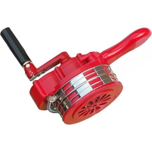 Manual Operated Security Alarm Hand Crank Plastic Shell, Handheld Air Raid Siren Portable Loud Safety Emergency Siren, Red