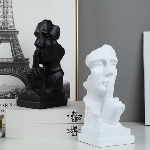 Nordic Creative Black and White Silence Is A Gold Sculpture Living Room Desktop Decoration Desktop Decoration Home Decoration