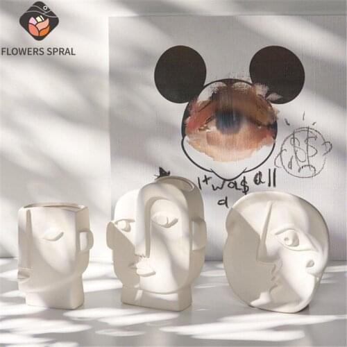 Modern Home Decoration Ceramic Vase Decoration Simple Crafts Creative Human Face Vase Living Room Decoration Vase Hot Sale