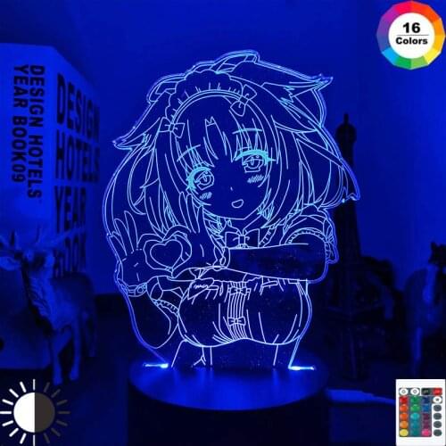 Anime Nekopara Cinnamon Led Night Light for Bedroom Decoration Birthday Gift Nightlight Mange Waifu Table 3d Lamp Nekopara