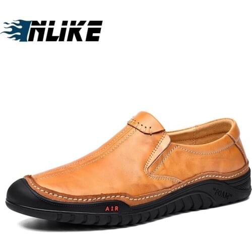 Inlike Genuine Leather Shoes Men Luxury Brand Mens Shoes Casual Moccasins Men Fashion Loafers Men Flat Driving Shoes