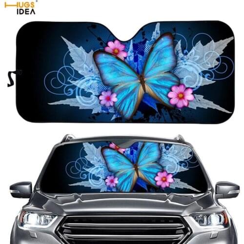 Blue Animal Butterfly Universal Car Windshield Sunshade Sharingan Design Auto Sun Visor Covers UV Reflector Car Accessories
