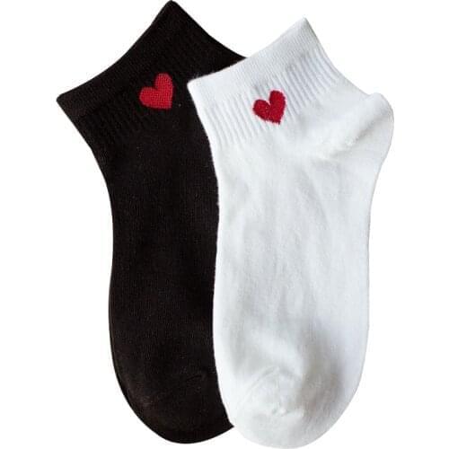 Spring and Summer Cotton Socks Love Little White College style Girls Socks Cute Students Boat Socks Japanese Socks Women
