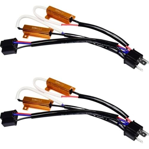 YUNPICAR H4 HB2 9003 50W 6Ohm LED Load Resistors Adapter Fix Flashing Flickering Blinking for Headlight Daytime Running Light