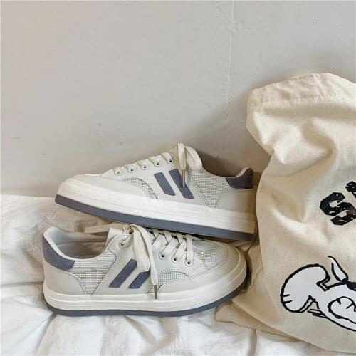 2021 new sports shoes women round head breathable mesh low-cut vulcanized shoes Korean casual white shoes women sneakers