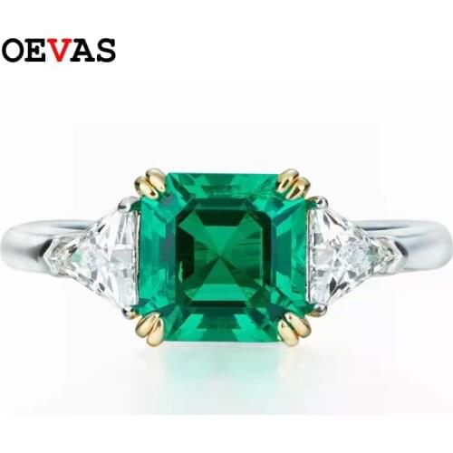 OEVAS 100% 925 Sterling Silver 1.4 Carats Real Lab Grown Emerald Wedding Rings For Women Engagement Party Fine Jewelry Wholesale