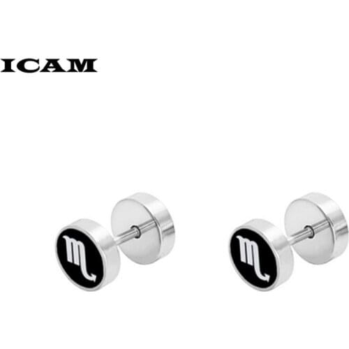ICAM 1 Pair cool stud earrings man woman fashion round earrings rock fake ear plug