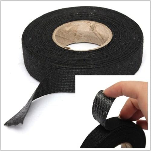 1Roll Strong Adhesive Cloth Fabric Tape Black Color Wiring Harness Tape For Looms Cars 19mm x 15M