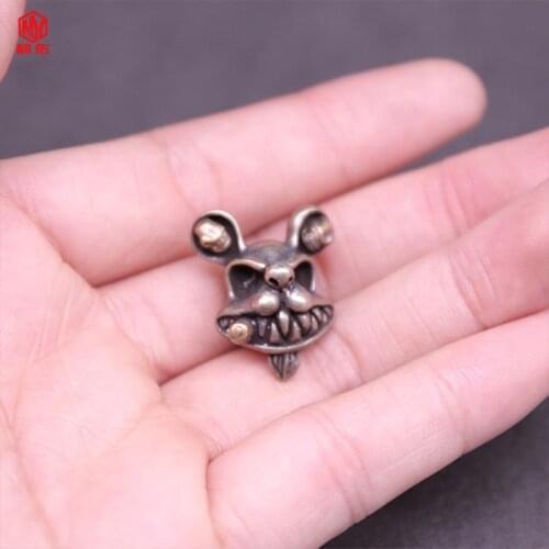 1PC Mouse Skull Retro Brass Copper EDC Paracord Beads Lanyard Pendants Knife Beads Umbrella Rope Cord Necklace Bracelet Beads