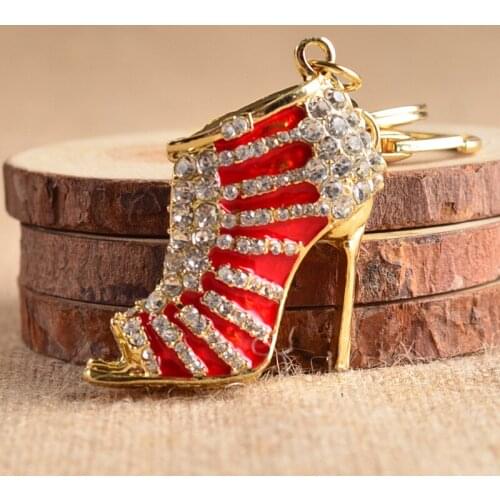 1PC High-heeled shoes Keychain Car Keyring Rhinestone Crystal Charm Pendant Key Bag Chain Gift Metal Craft MY 009