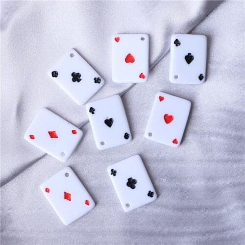 10Pcs 22*16MM Cute Resin Simulation Poker Charms Pendants For Women Jewelry Making Diy Earrings Keychian Necklace Accessories