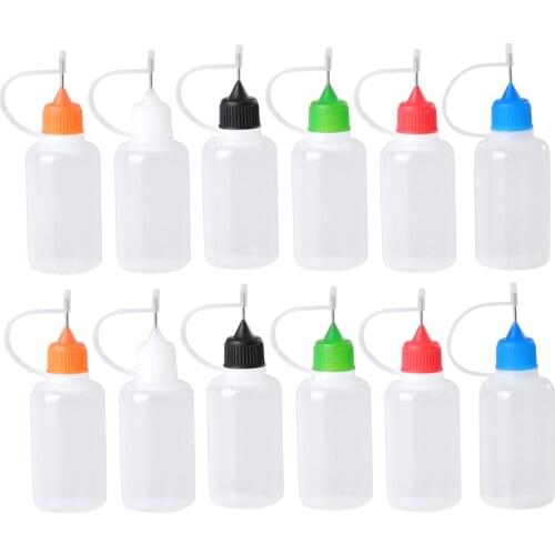 12pcs 30ml Tattoo Needle Tip Squeeze Glue Applicator Precision Bottle Oiler Ink Dropper Bottles Paper Quilling DIY Craft Tools