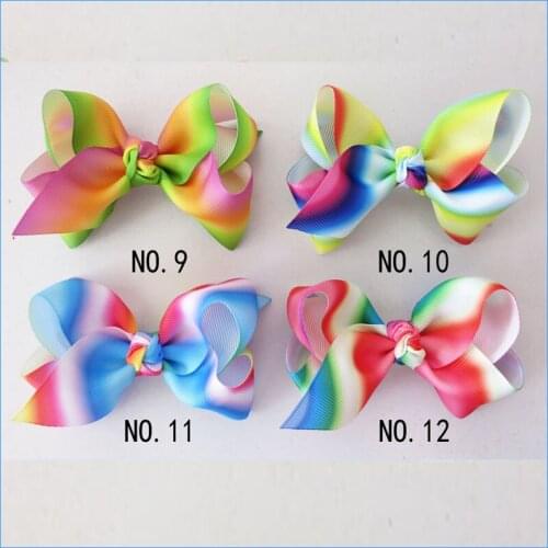 14 BLESSING Good Girl Boutique 3.5" New Rainbow ABC Hair Bows Clip Accessories