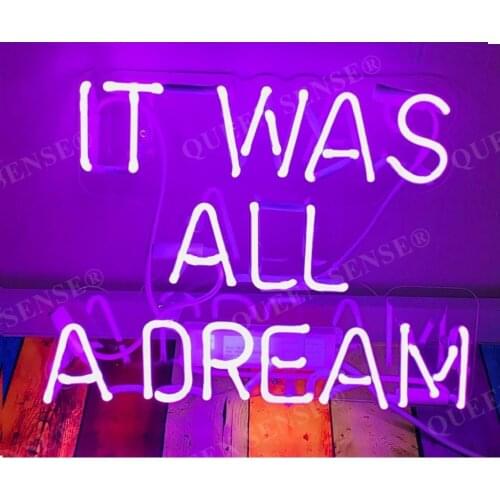 14"x10" It Was All A Dream Purple Acrylic Custom Neon Light Lamp Sign Beer Bar Handmade Real Glass Home Wall Room Decor Club