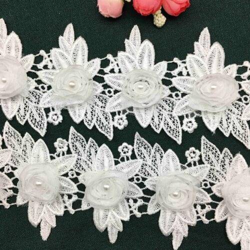 20x Polyester 3D Rose Flowers Lace Trim Ribbon Fabric Handmade Embroidered Crochet Clothes Sewing Craft For Costume Decoration