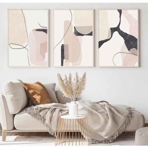 Abstract Beige Marble Geometric Graphics Canvas Paintings Poster Print Wall Art Giclee Artwork for Wall Living Room Home Decor