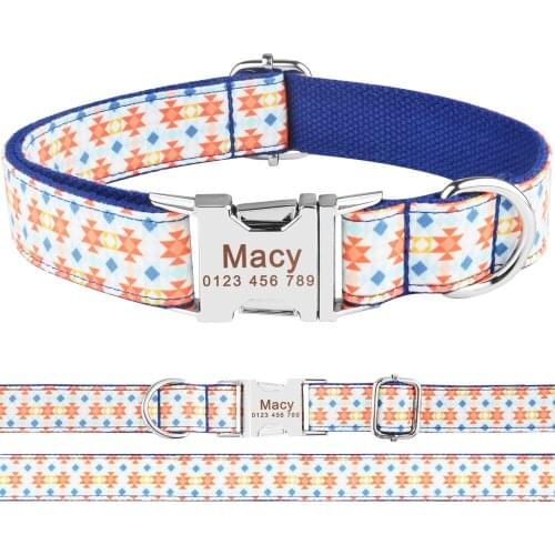 AiruiDog Personalized Dog Collar Free Engraved Pet Dogs Puppy ID Name Durable Nylon XS-L Nameplate Chihuahua Small Engraving