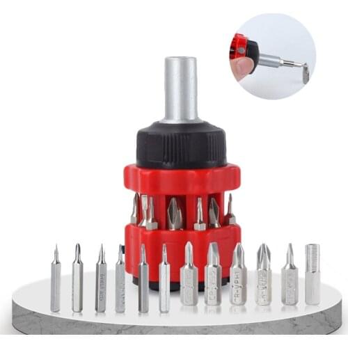 Household 13 In 1 Mini Screwdriver Combination Tool Set Stainless Steel Bits Phillips Slotted Screwdrivers Repair Hand Tools