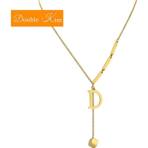 Letter D Pendant Necklace Titanium Steel Stainless Rose Gold Clavicle Chain Necklace Fashion Trendy Women Jewelry Gift