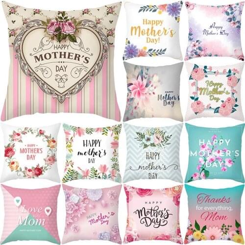 Nordic Cushion Cover Mothers Day Decorative Pillowcase for Sofa Car Peach Skin Pillow Case Home Textiles Decoration 45*45cm/pc
