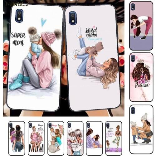 FHNBLJ Black Brown Hair Baby Mom daughter Girl Son Dad Phone Case for Samsung A10 20s 71 51 10 s 20 30 40 50 70 80 91 A30s 11 31