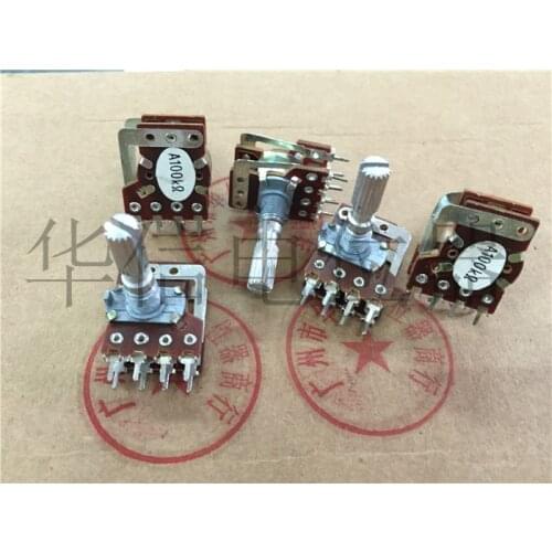 5pcs 148-type double potentiometer A100K / with tapping handle length 25MM flower / 8 feet