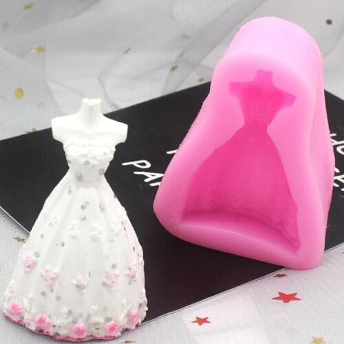 Dress Silica Gel mold wedding cake decoration aromatherapy expanded gypsum decoration chocolate fondant baking P1196