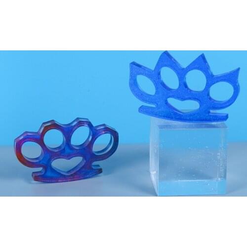 Crystal Epoxy Resin Mold 4 Cavity Knuckle Dusters Casting Silicone Mould DIY Crafts Weapon Making Tools
