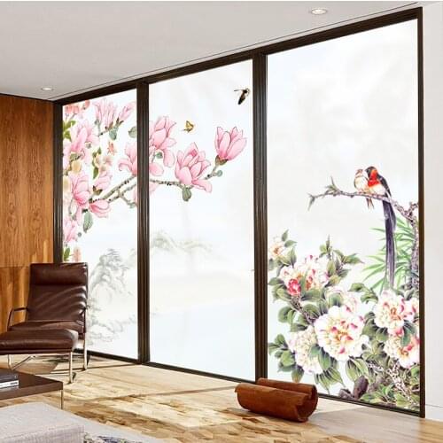 Customized Chinese window glass stickers office living room dining room sliding door shading decorative frosted film