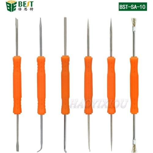 Soldering Aid Tool Brush Scraper Knife Hook Fork Spike BST-SA-10 6pcs