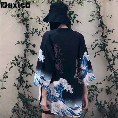 Kimono Cardigan Japanese Print Yukata Coat Foe Women Male Obi Samurai Shirt Blouse Men National Japanese Traditional Clothing