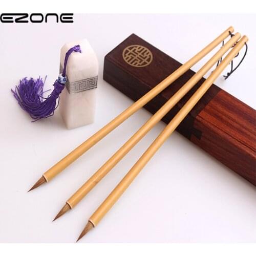 EZONE 1PC Classical Writing Brush For Chinese Ink Watercolor Oil Painting Weasel Hair Hook Line Pen Calligraphy Practice Supply
