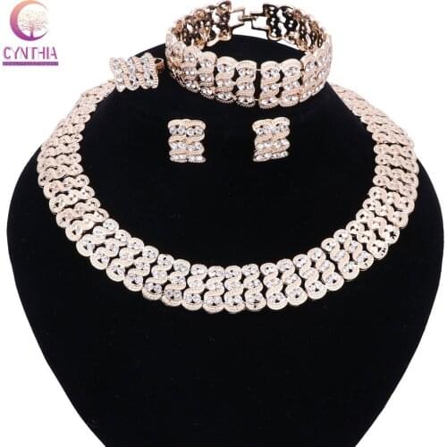 Africa Jewelry Sets American Style Dubai Gold Color Crystal Jewelry Sets Fashion Nigerian Wedding African Beads Jewelry Set