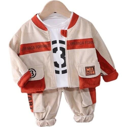 New Spring Autumn Fashion Baby Girls Clothes Children Boys Jacket T Shirt Pants 3Pcs/Sets Toddler Sports Costume Kids Tracksuits
