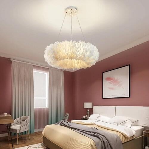 Nordic Simplicity Feather Chandelier E27 Hardware Light Body Restaurant Home Decorate Indoor Living Room LED Hanging Lamps