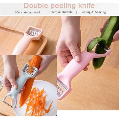 Multifunctional Peeler Fruit Vegetable Double Stainless Steel Potato Carrot Peeler Garlic Grater Apple Scraper Kitchen Tools