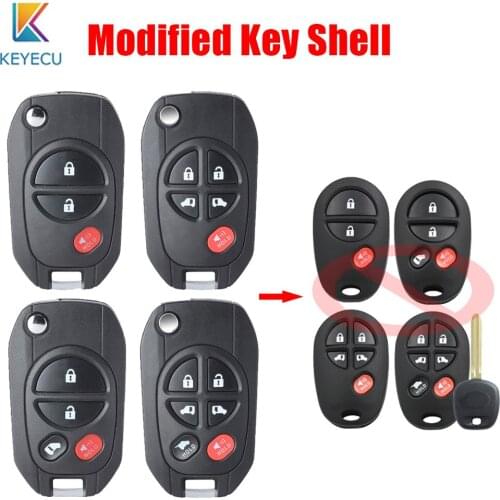 KEYECU Modified Filp Remote Key Shell Case Cover for TOYOTA Highlander Sequoia Sienna Tacoma Tundra Avalon Solara GQ43VT20T