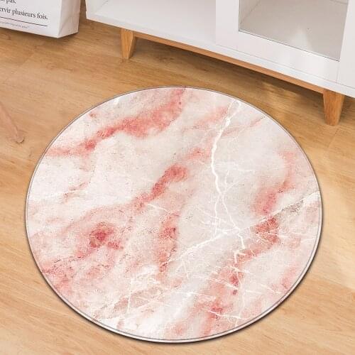 Marble Round Carpet Kids Room Bedroom Rug Living Room 3d Floral Print Computer Chair Cushion Decorative Floor Bedside Mat Home