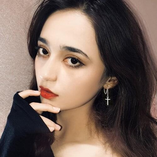 New Fashion Cross Pendant Earrings For Women Punk Jewelry For Cool Girl Drop Dangle Earrings Silver Colour Friendship 2021 Gifts