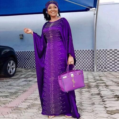 New Robe African Clothes For Women Hot-Fix Pearl Ankara Dresses Plus Size Ethnic Party Nigerian Clothes