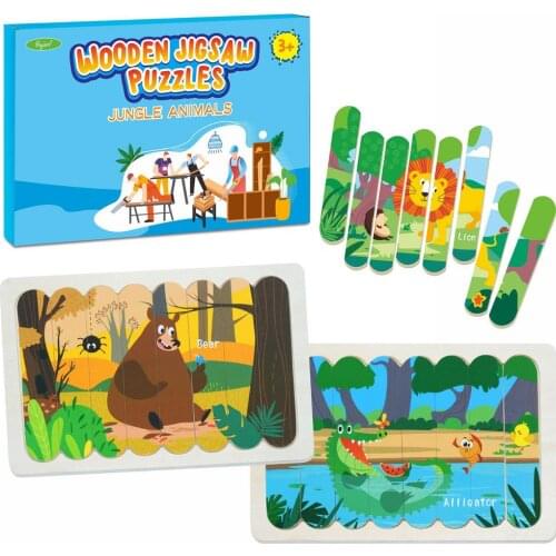 Animal Puzzles Wooden Educational Toys for Children Having Fun