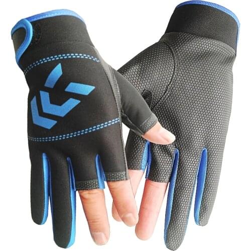 1Pair Fishing Gloves Men Women 3 Fingers Cut Cycling Anti-Slip Gloves Windproof for Hunting Riding