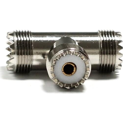 1pc UHF Female switch 2*UHF Female Jack RF Coax Adapter convertor T type splitter Nickelplated NEW wholesale