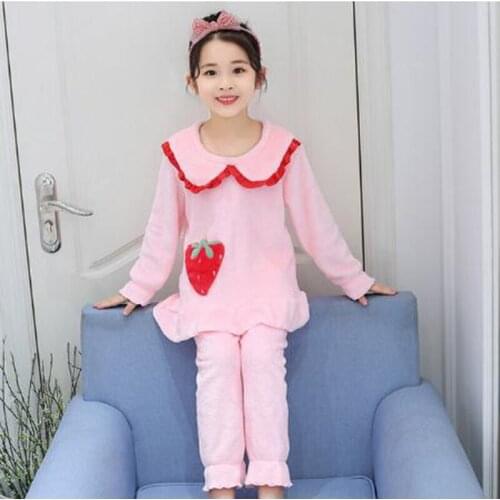 2021New Boys Girls Pajama Set Animal Cartoon Children Sleepwear Winter Warm Pyjamas Kids Long Sleeves Homewear Night Suit