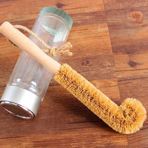 1Pcs Cleanning Brush Long Handle Coconut Fibre Hair Bendable Cleaning Washing Brush for Glass Bottle Cup Winebottle