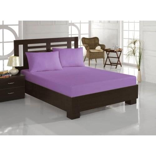 TAC 100% Turkish Cotton Jersey Fitted Sheet Set by Everyday Fitted Sheet Set including Pillow Cases (Queen/Full, Lilac)