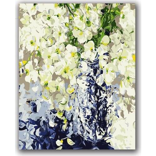 Dancing Orchid Paint By numbes flowers Abstract Canvas drawing painting coloring picture by numbers with paint colors for girls