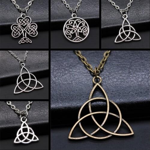 Triquetra Symbol Lucky Amulet Jewelry Gift Mens Black Irish Triquetra Knot Pendant Necklace