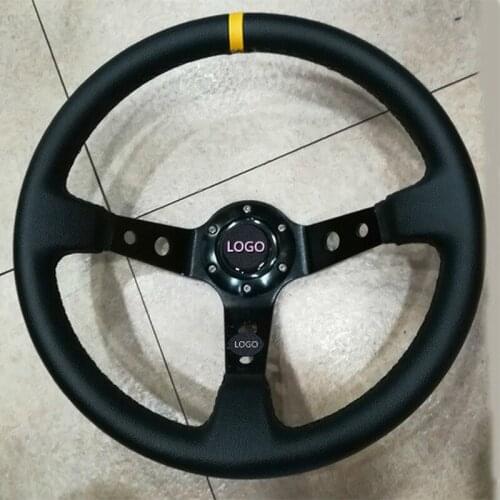 Refitting Racing Car 14 Inch / 35cm Large Concave fluffy Suede frosted Leather Universal Steering Wheel